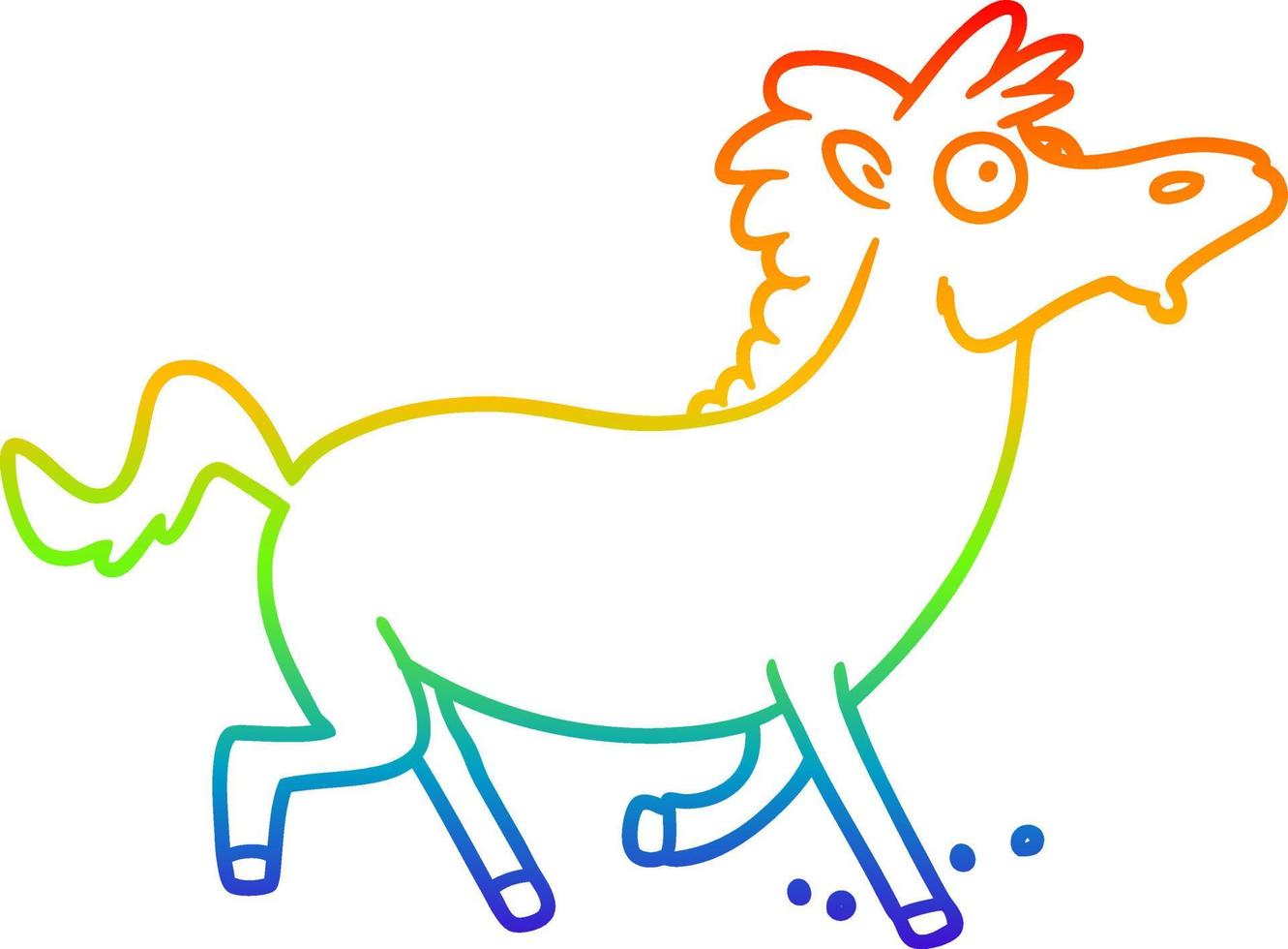 rainbow gradient line drawing cartoon running horse vector
