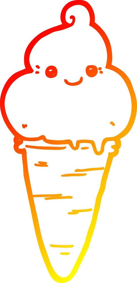 warm gradient line drawing cartoon ice cream vector