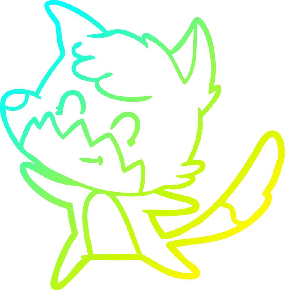 cold gradient line drawing cartoon friendly fox vector