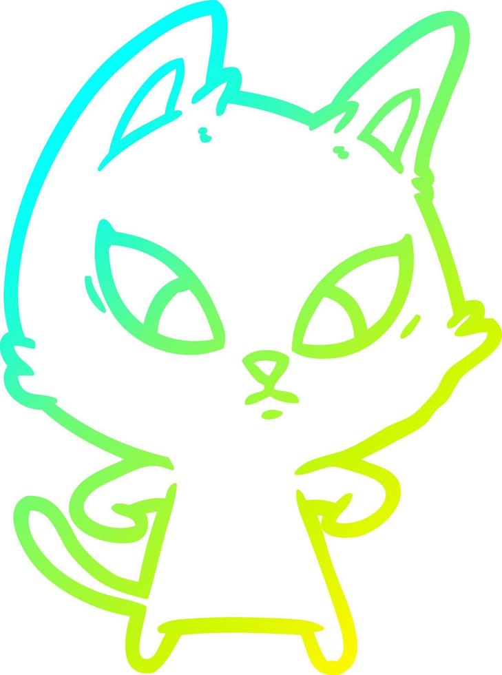 cold gradient line drawing confused cartoon cat vector