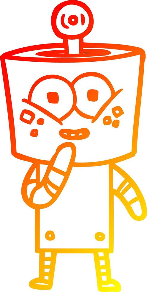 warm gradient line drawing happy cartoon robot giggling vector