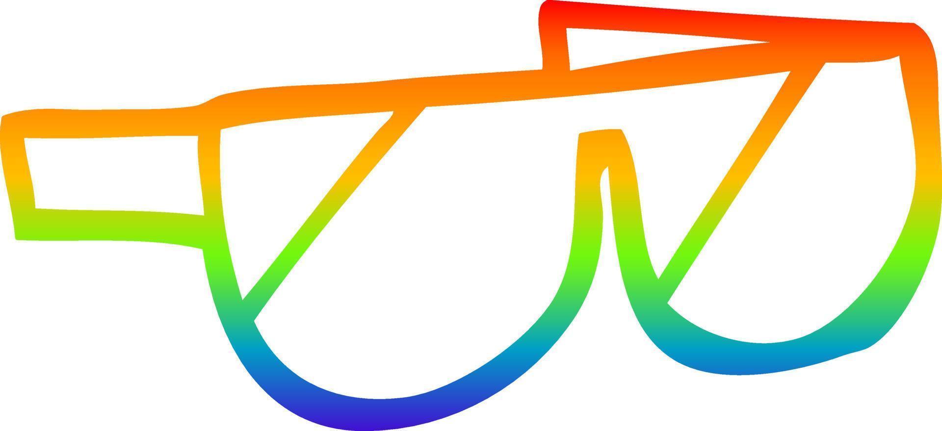 gafas de sol de dibujos animados de dibujo de línea de degradado de arco iris vector