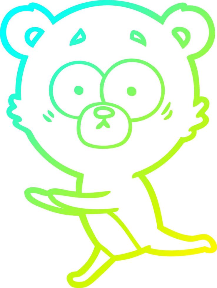 cold gradient line drawing worried bear cartoon vector