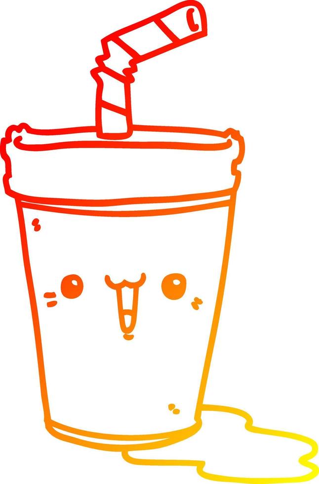 warm gradient line drawing cute cartoon soda vector