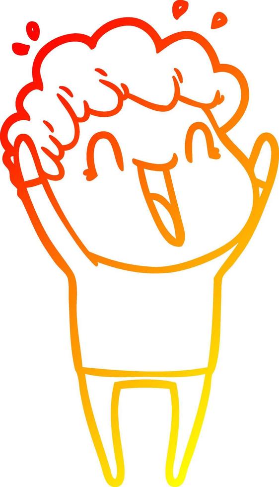 warm gradient line drawing cartoon happy man vector