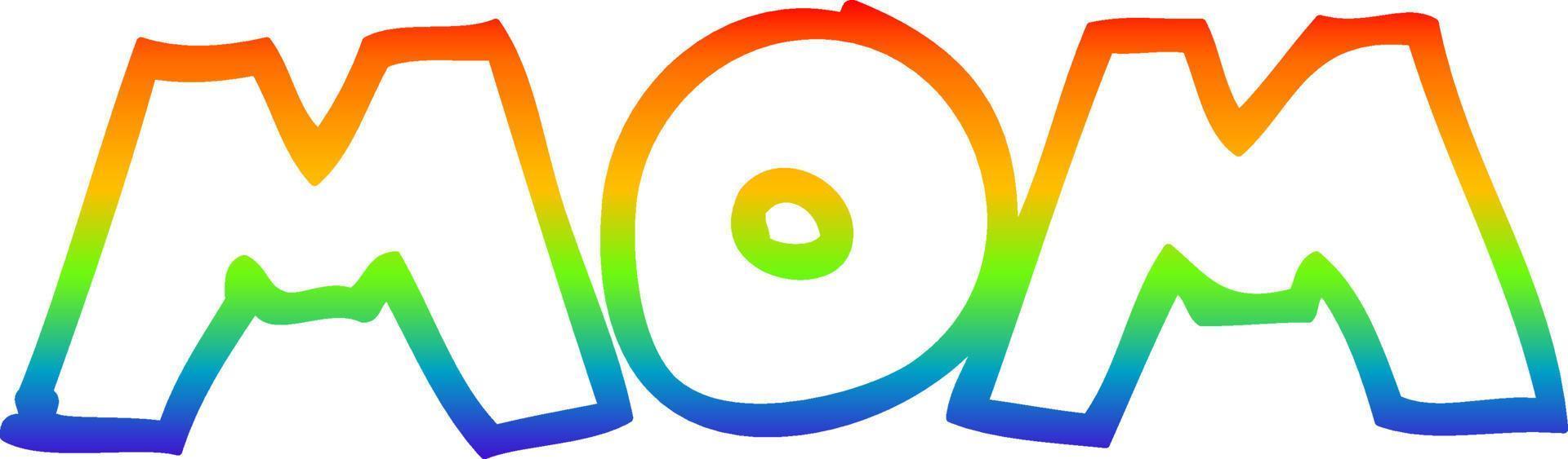 arco iris gradiente línea dibujo dibujos animados palabra mamá vector