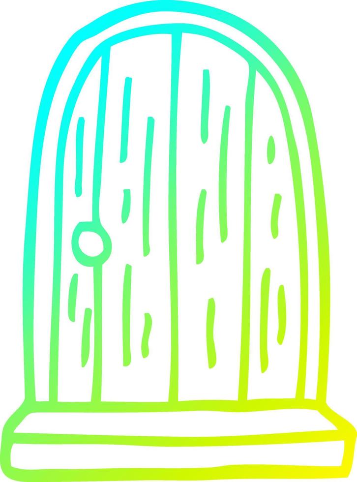 puerta redonda de dibujos animados de dibujo de línea de gradiente frío vector