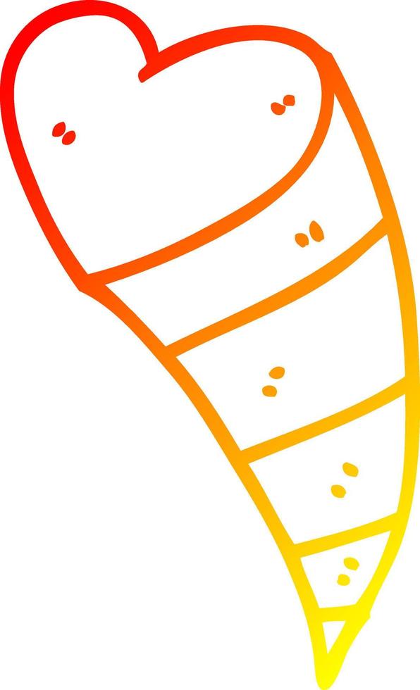 warm gradient line drawing cartoon shooting heart decorative element vector