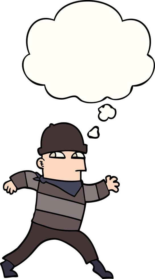 cartoon thief and thought bubble vector