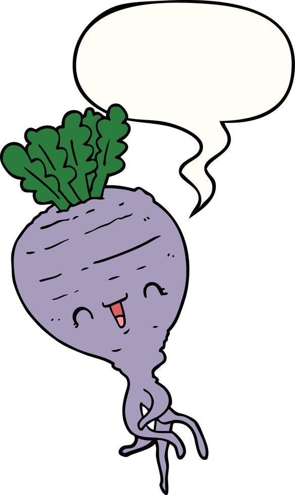 cartoon turnip and speech bubble vector