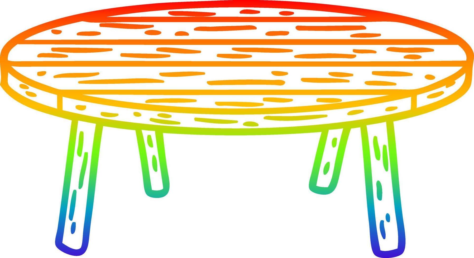 rainbow gradient line drawing wooden table vector