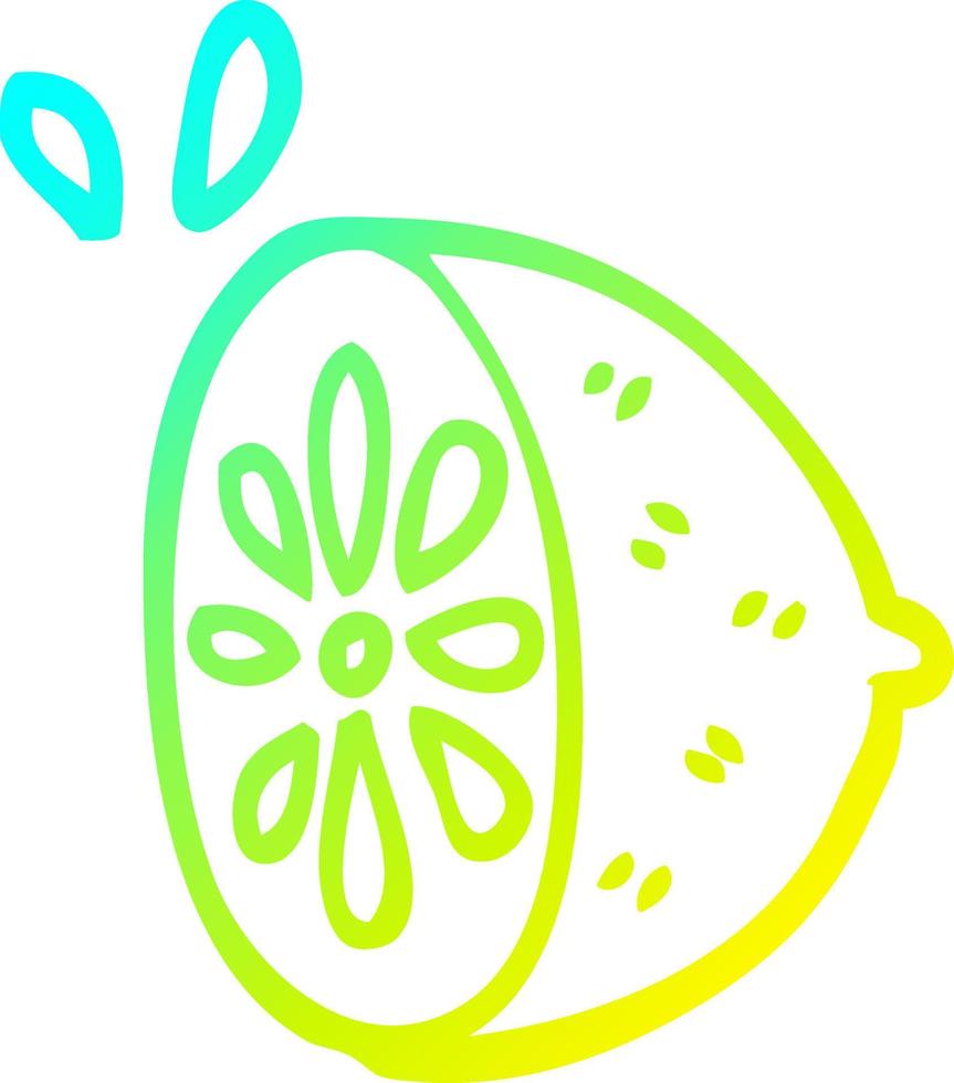 cold gradient line drawing cartoon lime fruit vector