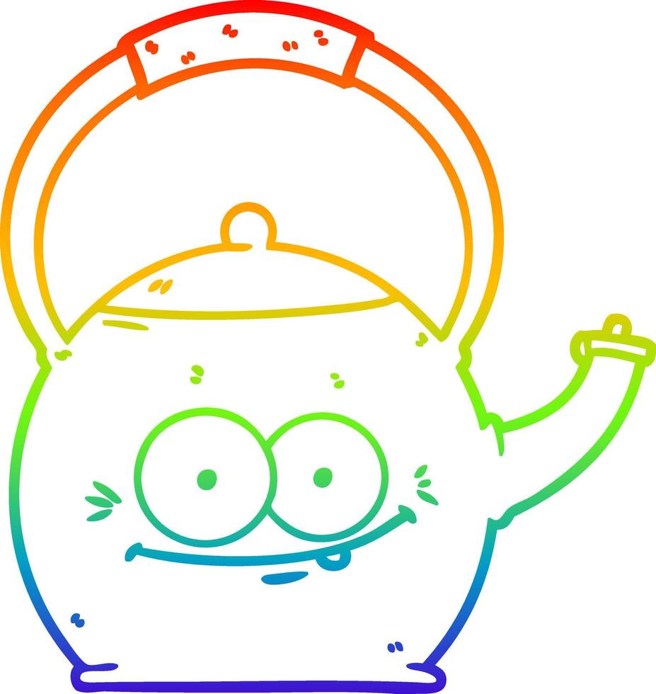 rainbow gradient line drawing cartoon kettle vector