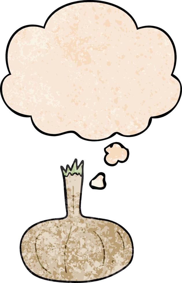 cartoon onion and thought bubble in grunge texture pattern style vector