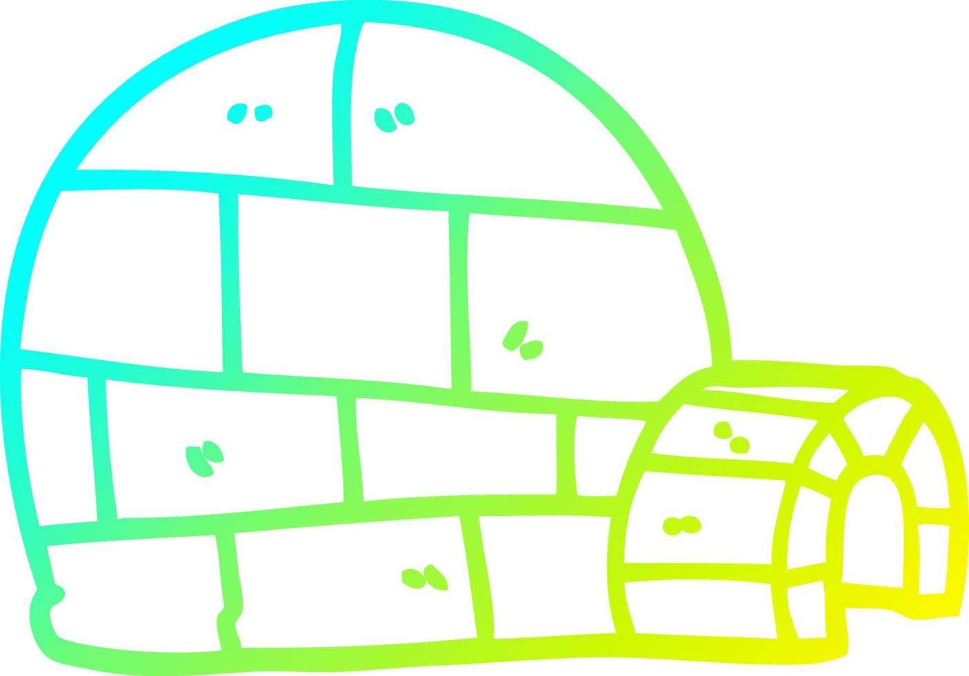 cold gradient line drawing cartoon winter igloo vector