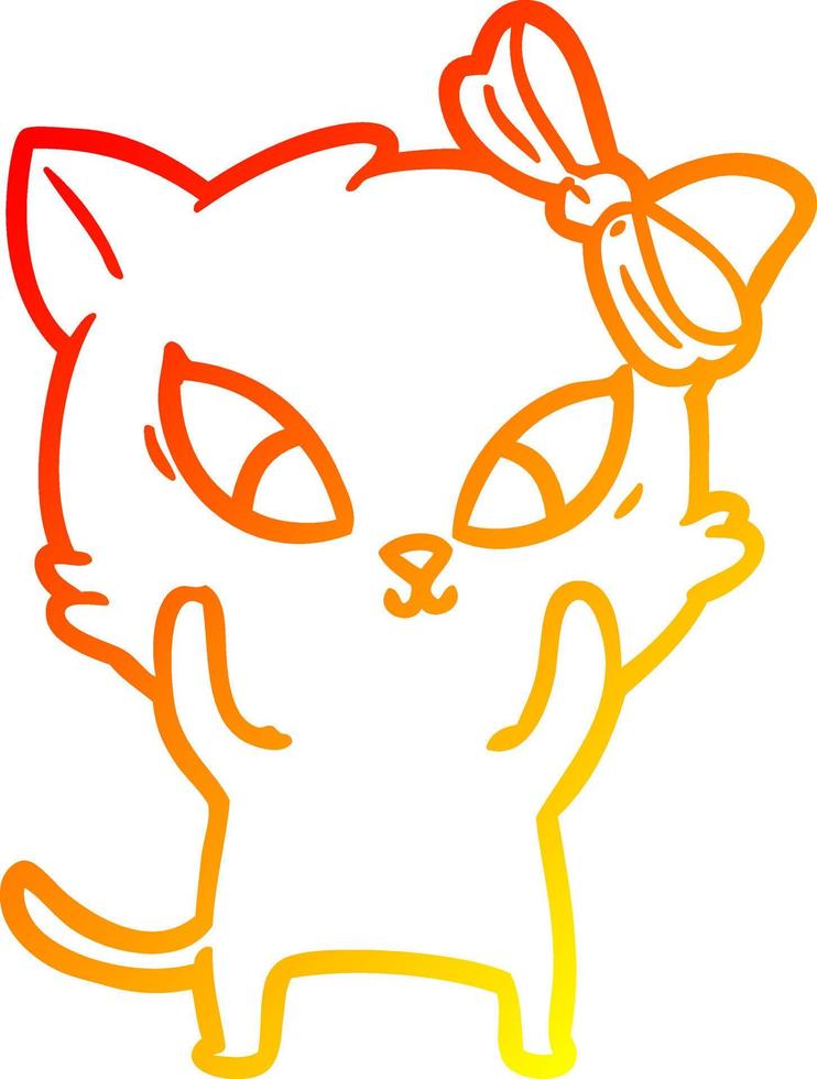 warm gradient line drawing cartoon cat vector