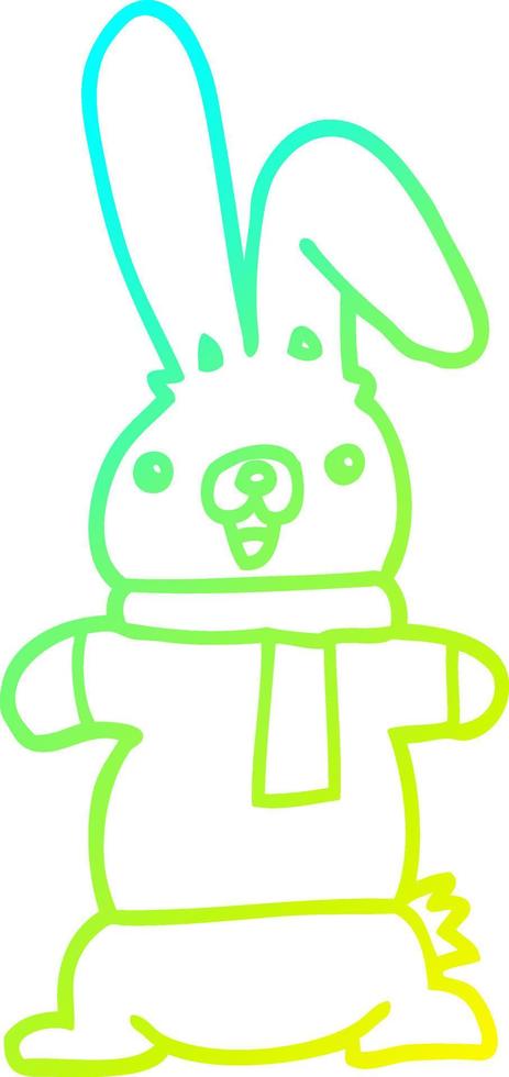 cold gradient line drawing cartoon rabbit vector