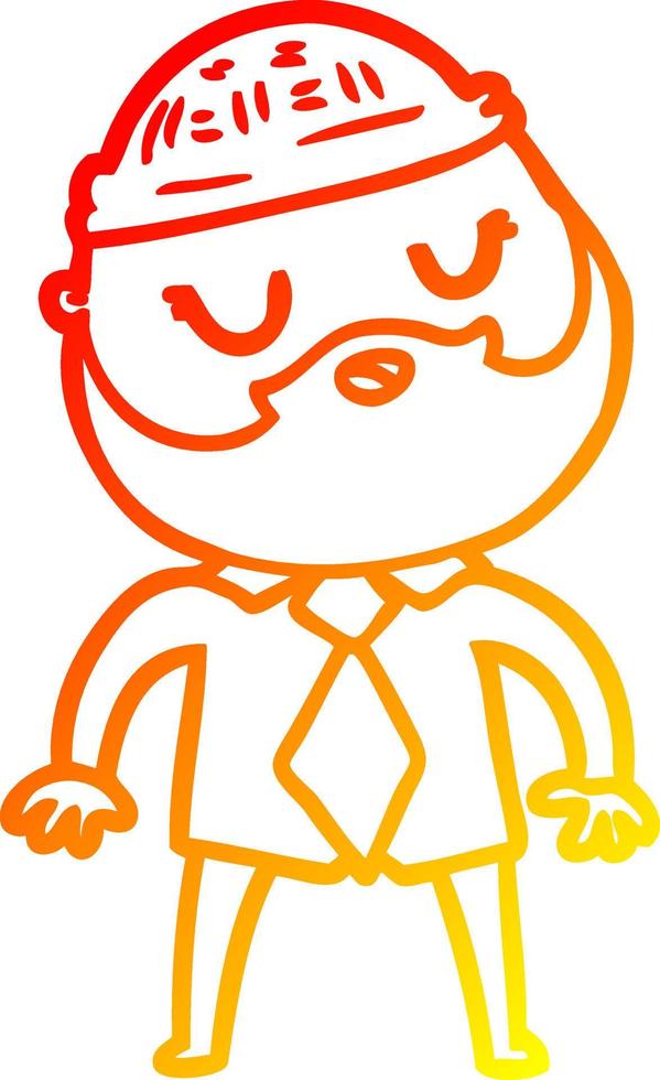 warm gradient line drawing cute cartoon man with beard vector