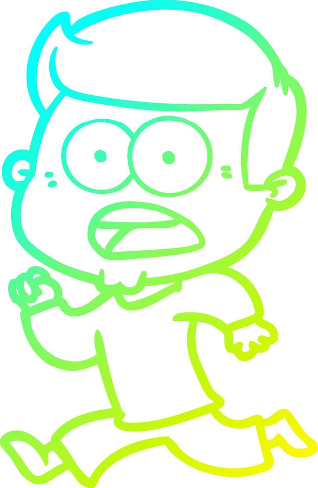 cold gradient line drawing cartoon shocked man vector
