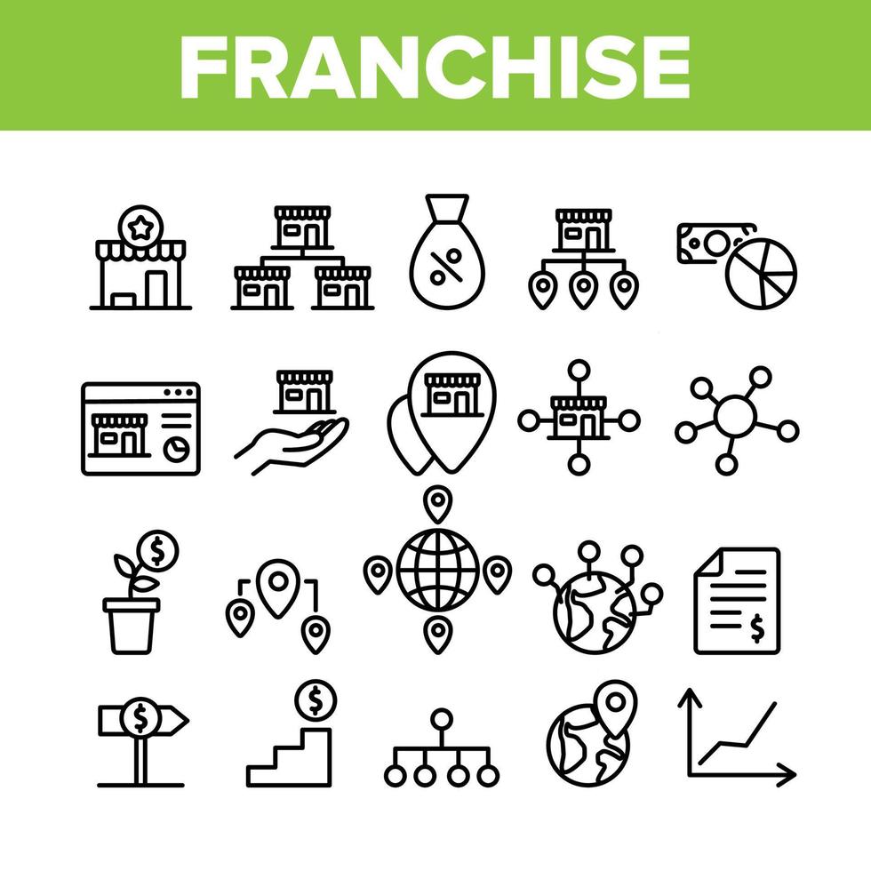 Franchise Collection Elements Icons Set Vector