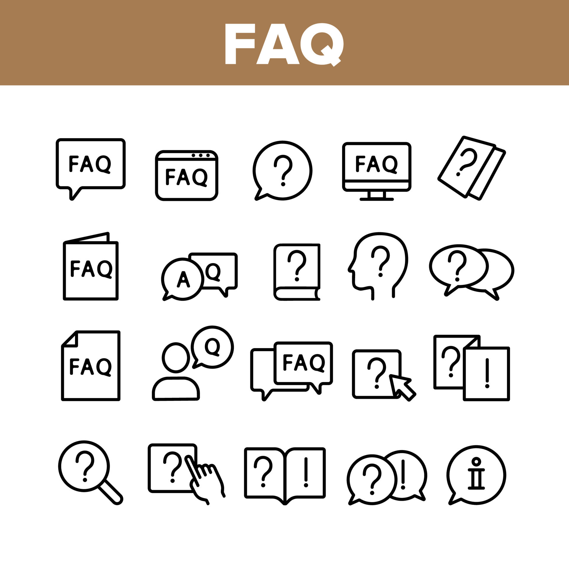 Faq Frequently Asked Questions Icons Set Vector 9950768 Vector Art at ...