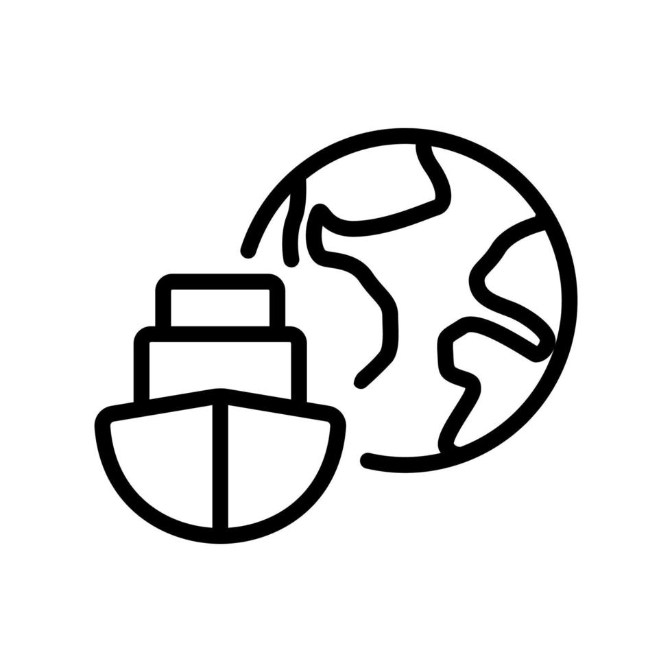 ship planet icon vector outline illustration