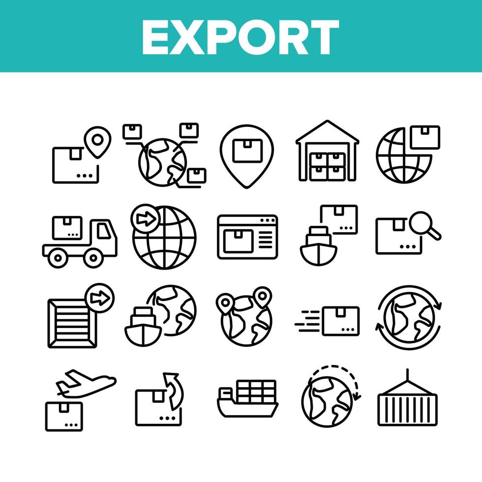 conjunto de iconos de colección logística global de exportación vector