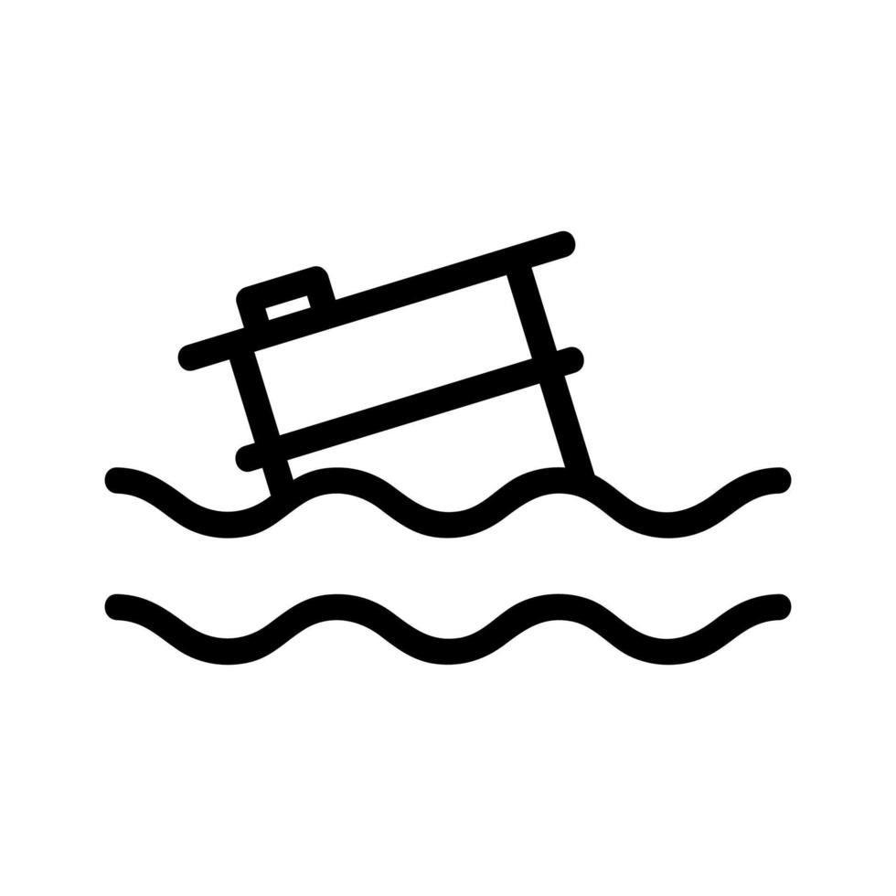 garbage in the ocean icon vector. Isolated contour symbol illustration vector
