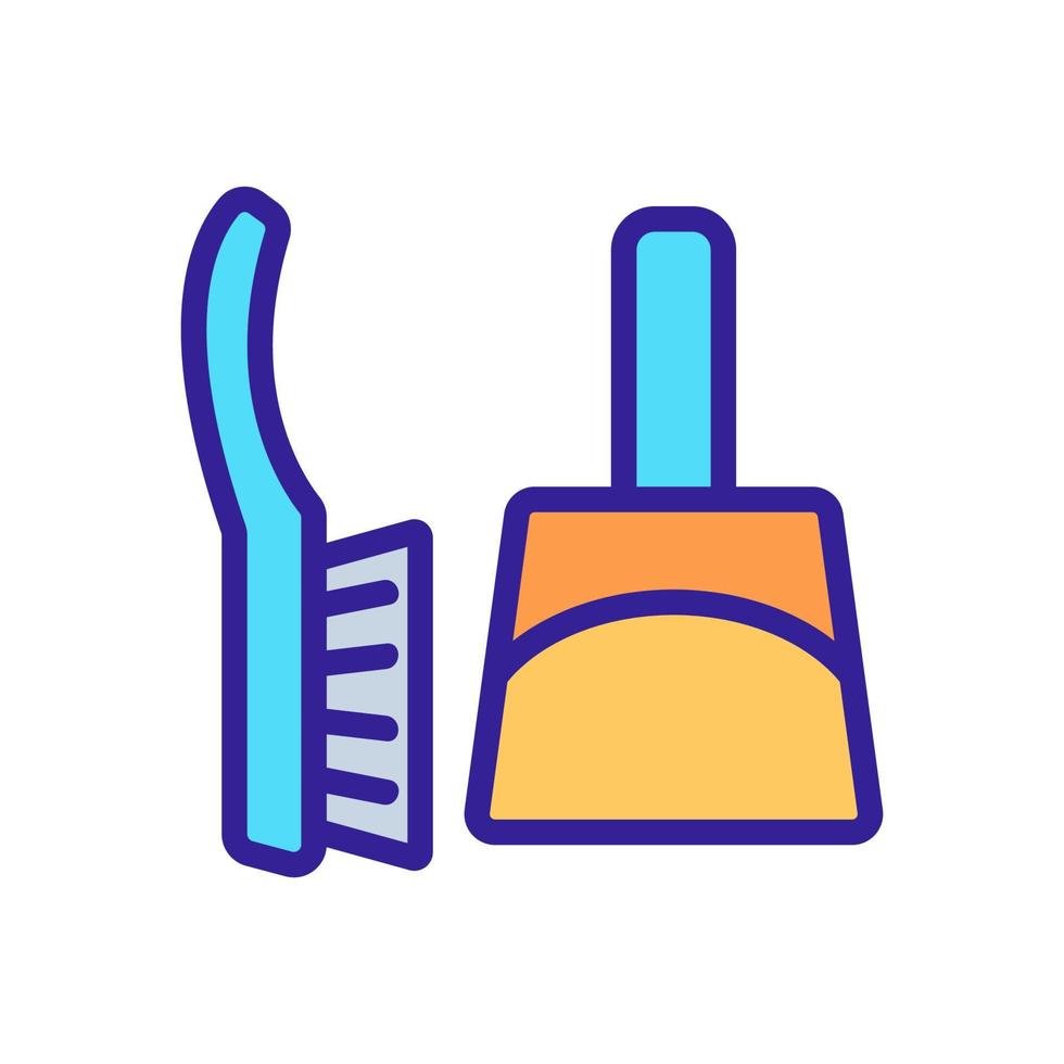 dustpan and brush for brushing dust icon vector outline illustration