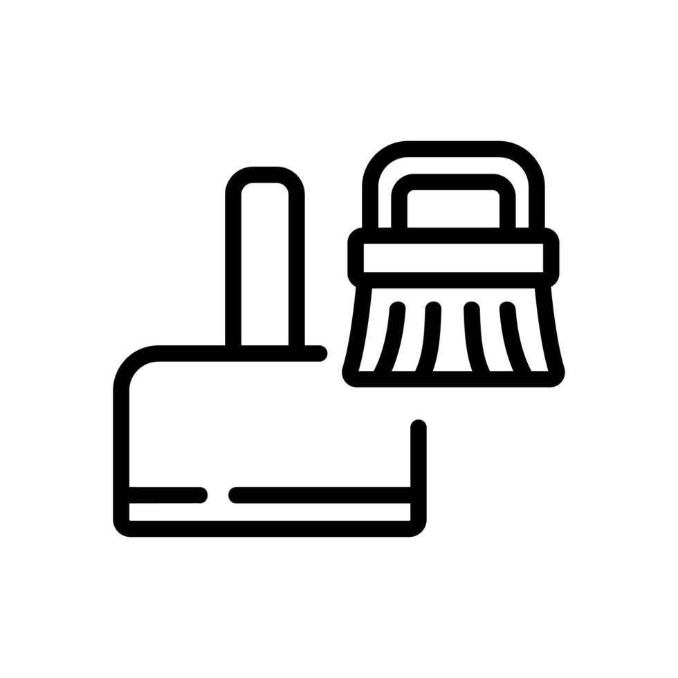 dustpan and brush icon vector outline illustration