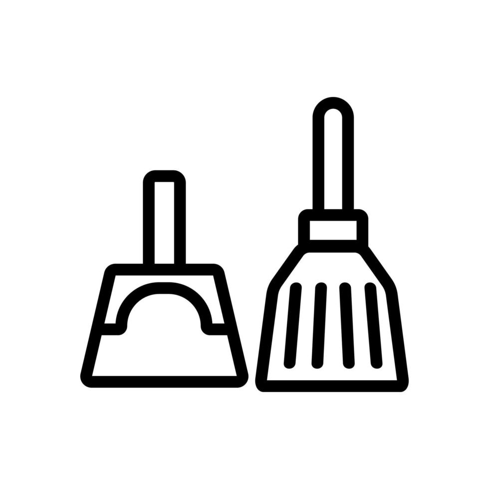 dustpan and brush domestic tool icon vector outline illustration