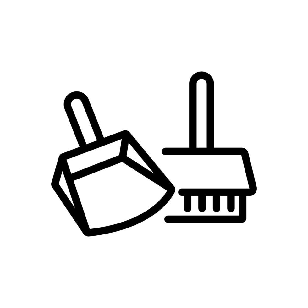 dustpan and brush cleaning equipment icon vector outline illustration