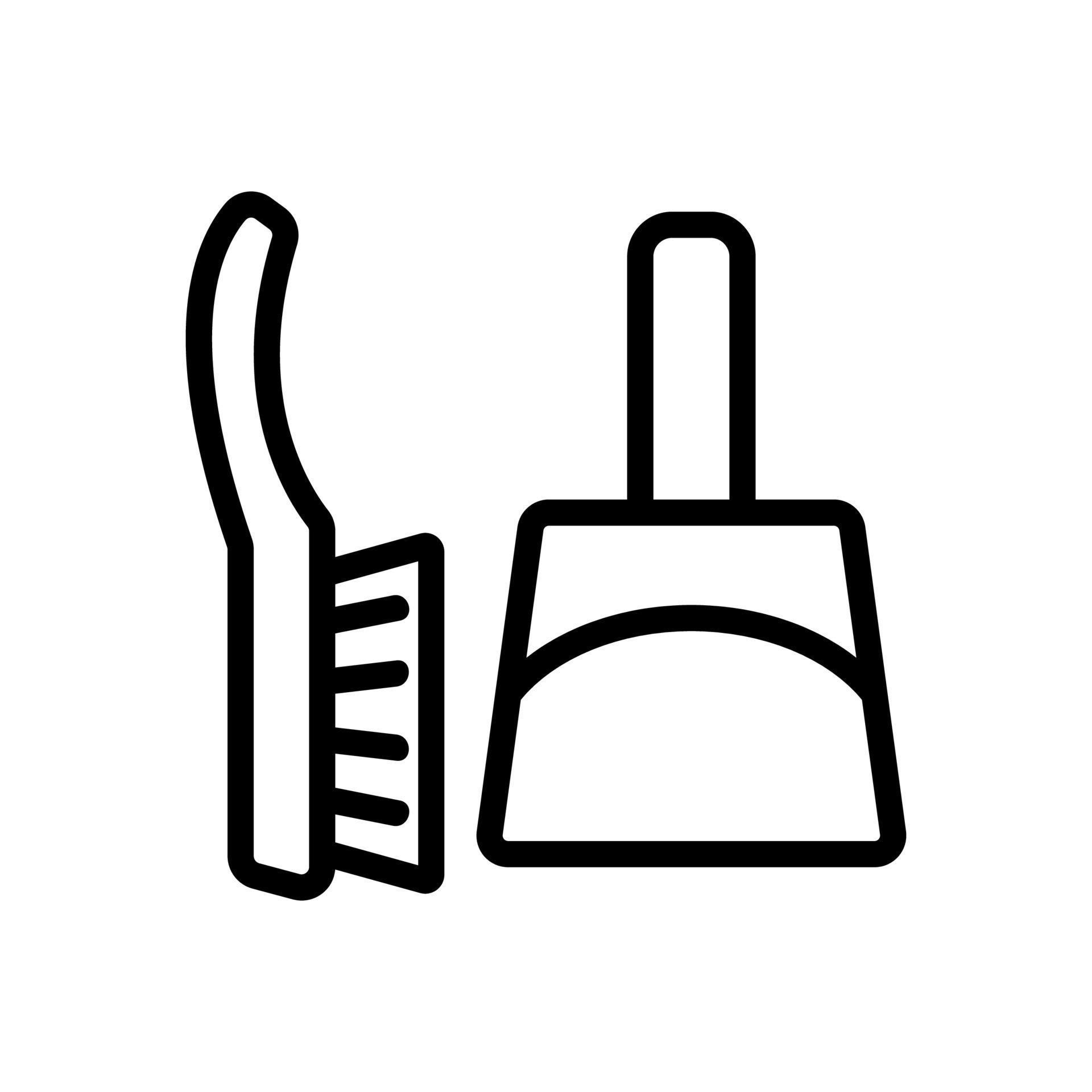 dustpan and brush for brushing dust icon vector outline illustration