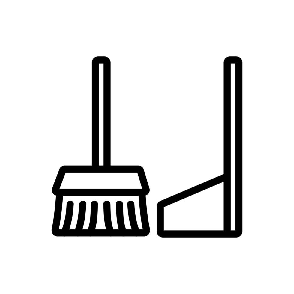 dustpan and brush for clean room icon vector outline illustration