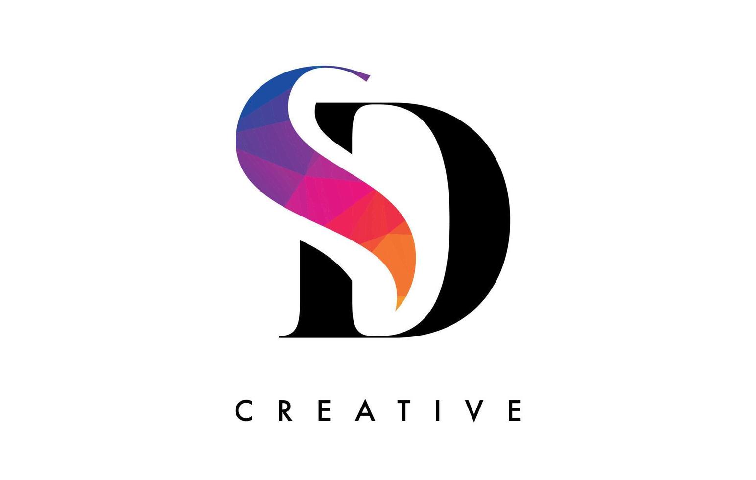 SD Letter Design with Creative Cut and Colorful Rainbow Texture vector