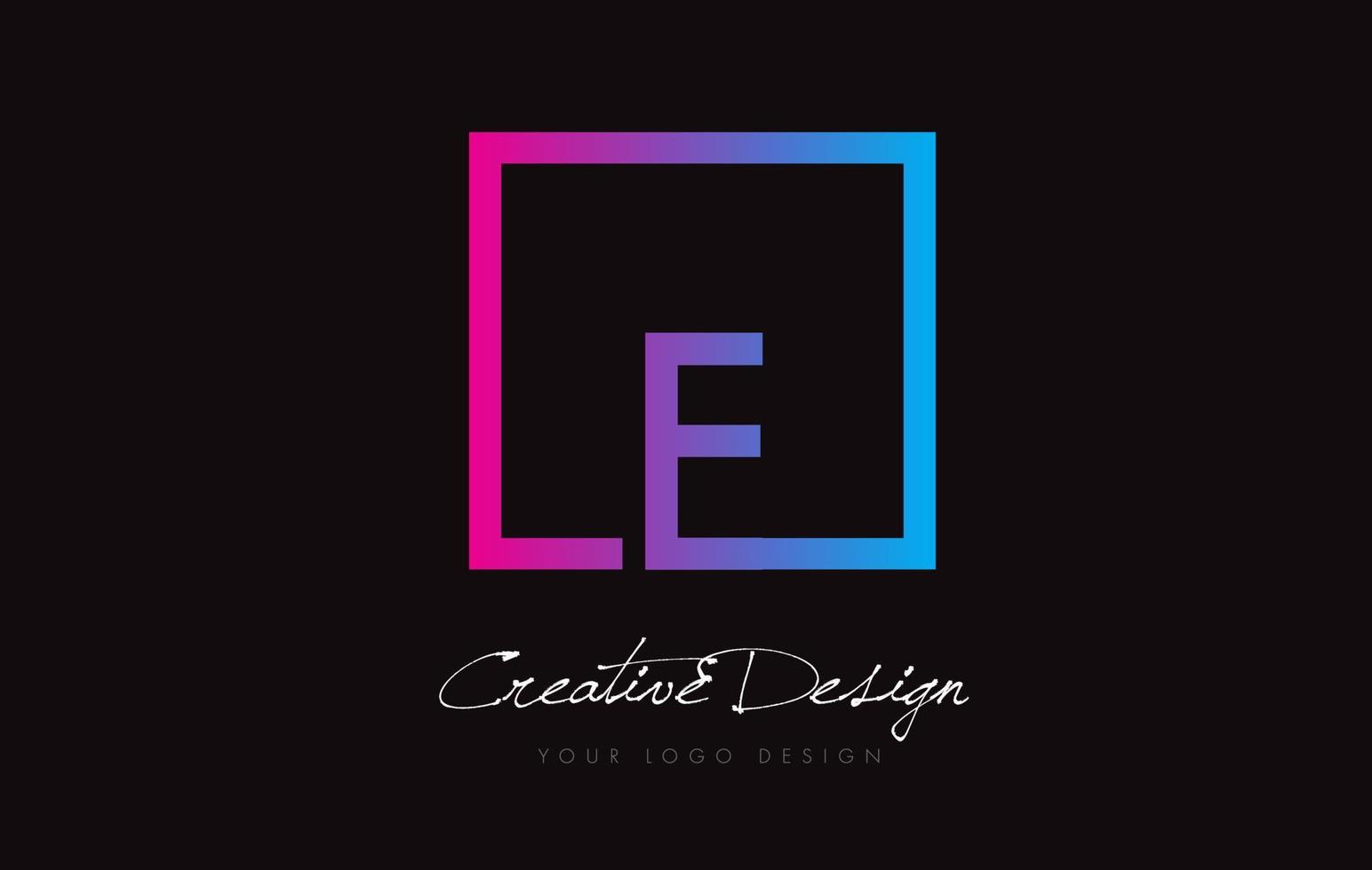 E Square Frame Letter Logo Design with Purple Blue Colors. vector