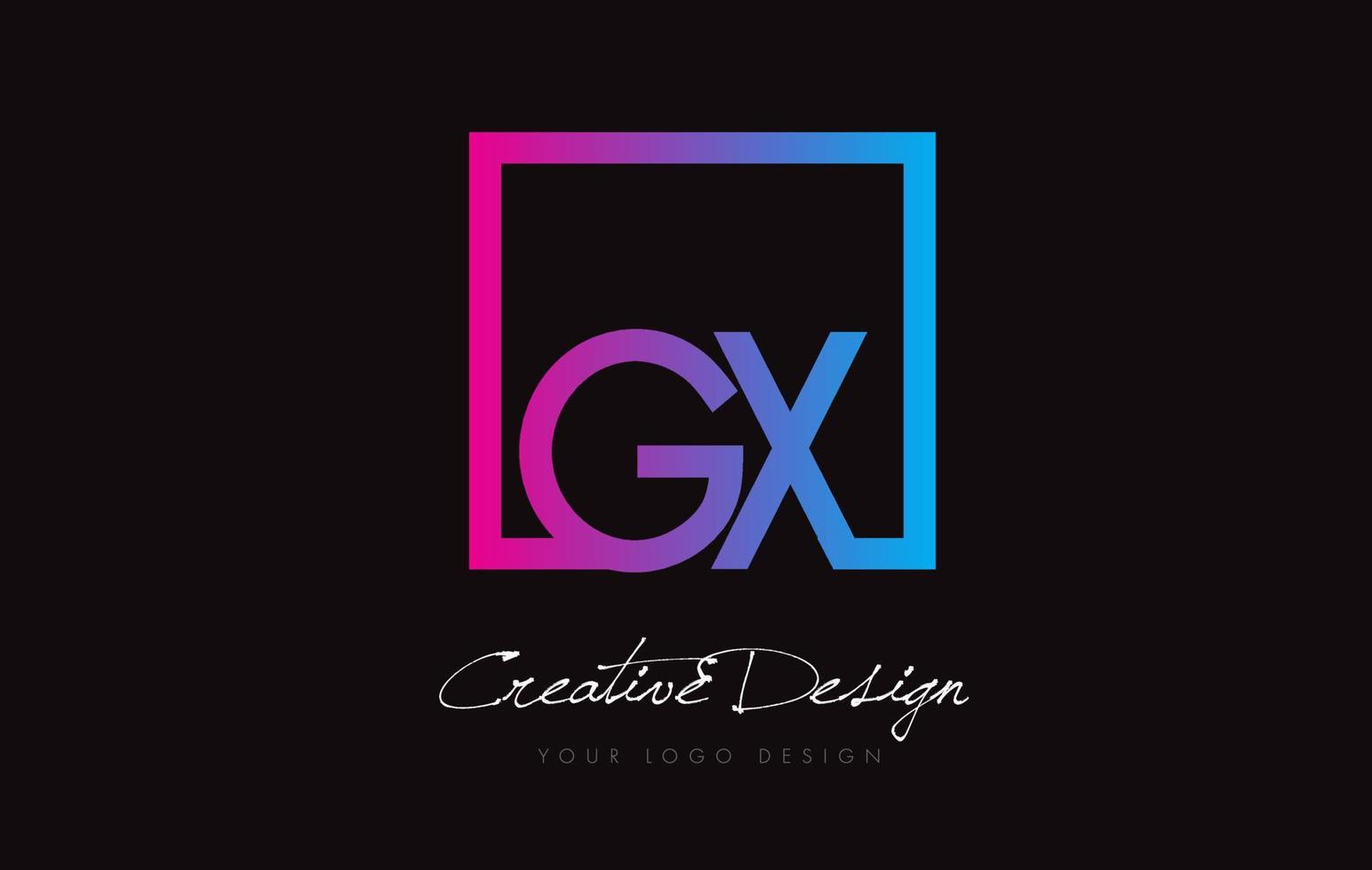 GX Square Frame Letter Logo Design with Purple Blue Colors. vector