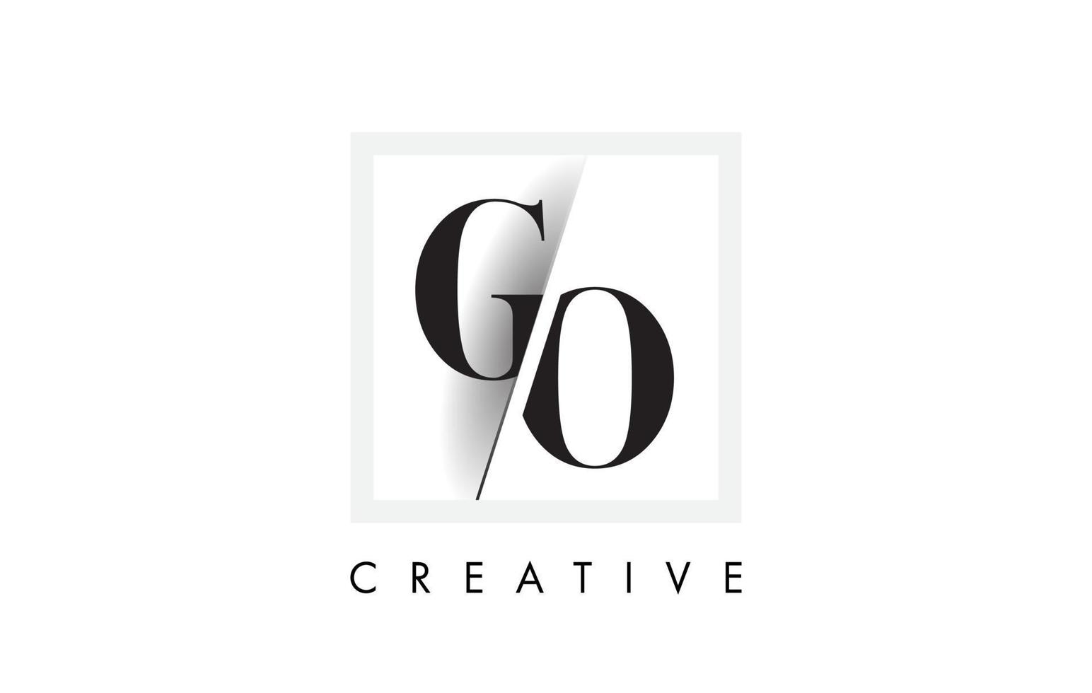 GO Serif Letter Logo Design with Creative Intersected Cut. vector