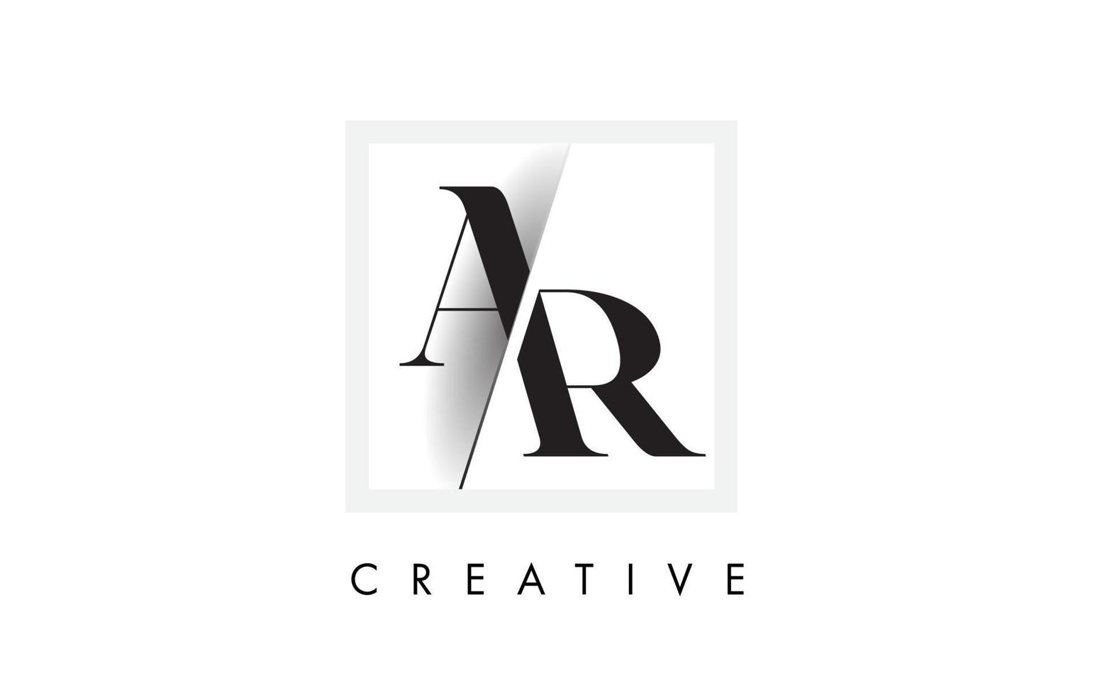 Diseño de logotipo de letra AR serif con corte intersectado creativo. vector