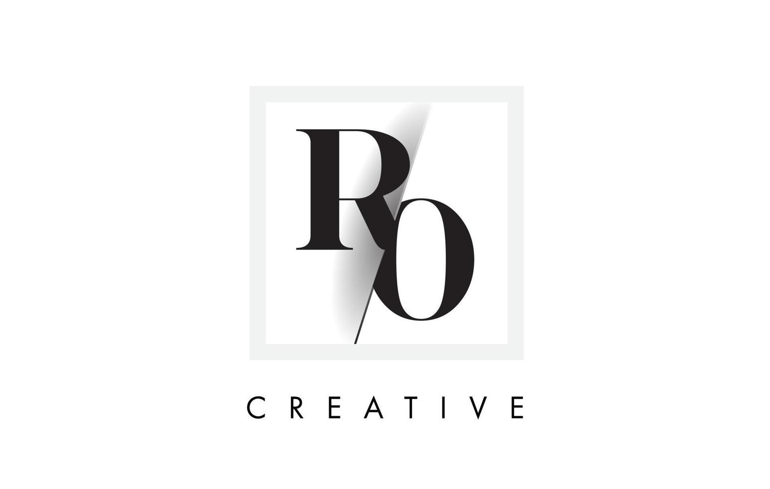 Diseño de logotipo de letra ro serif con corte intersectado creativo. vector