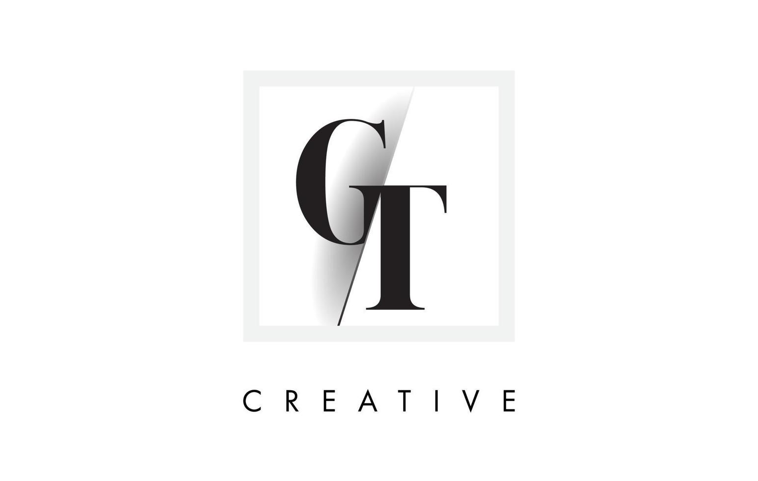 GT Serif Letter Logo Design with Creative Intersected Cut. vector