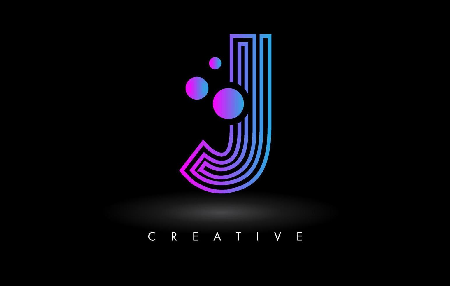 Purple Lines J Letter Logo Letter made of Lines. Monogram Style Letter Icon Vector