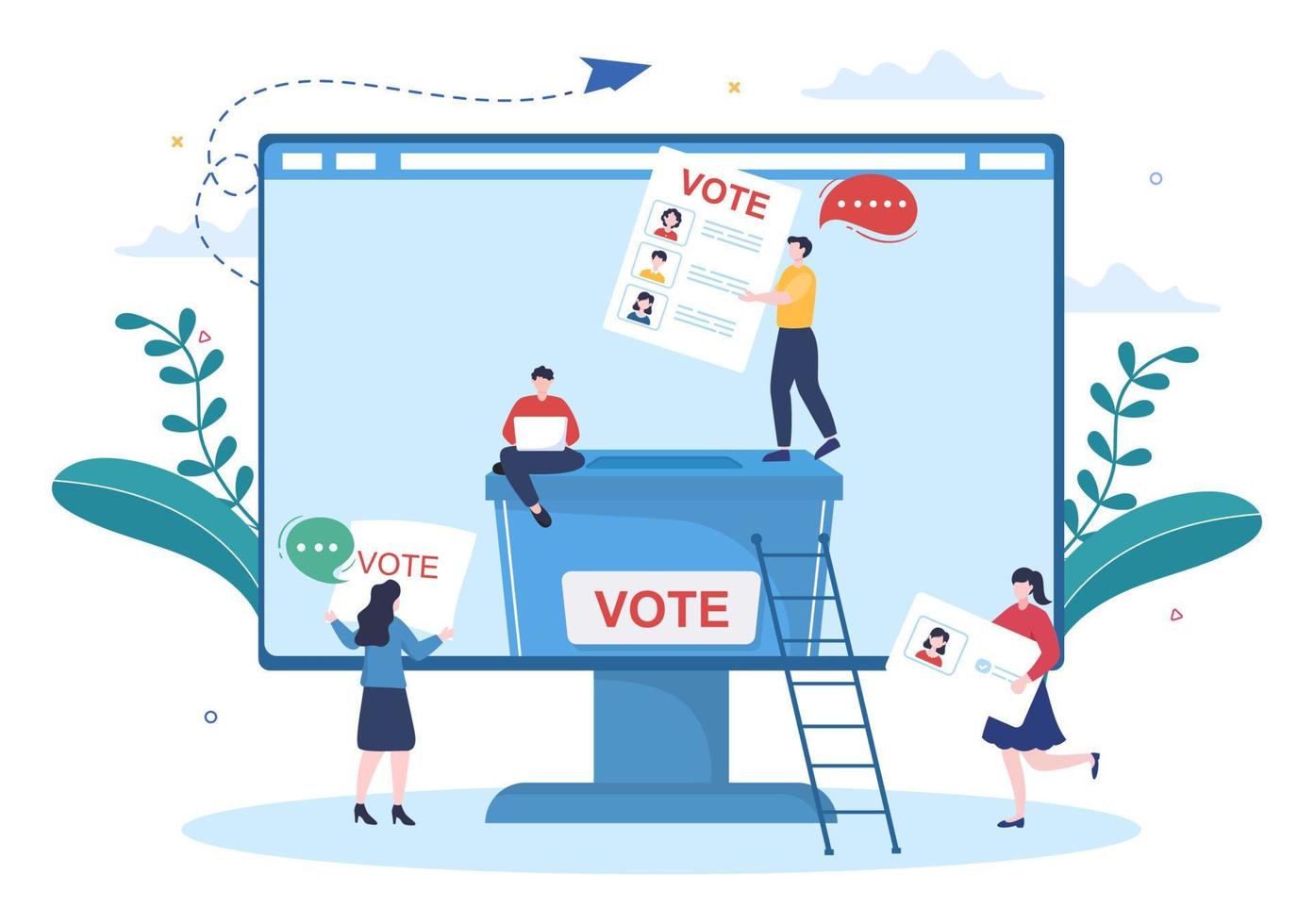 Political Candidate Cartoon Hand Drawn Illustration with Debates Concept for Promotion, Election Campaign, Active Discussion and Get Votes vector