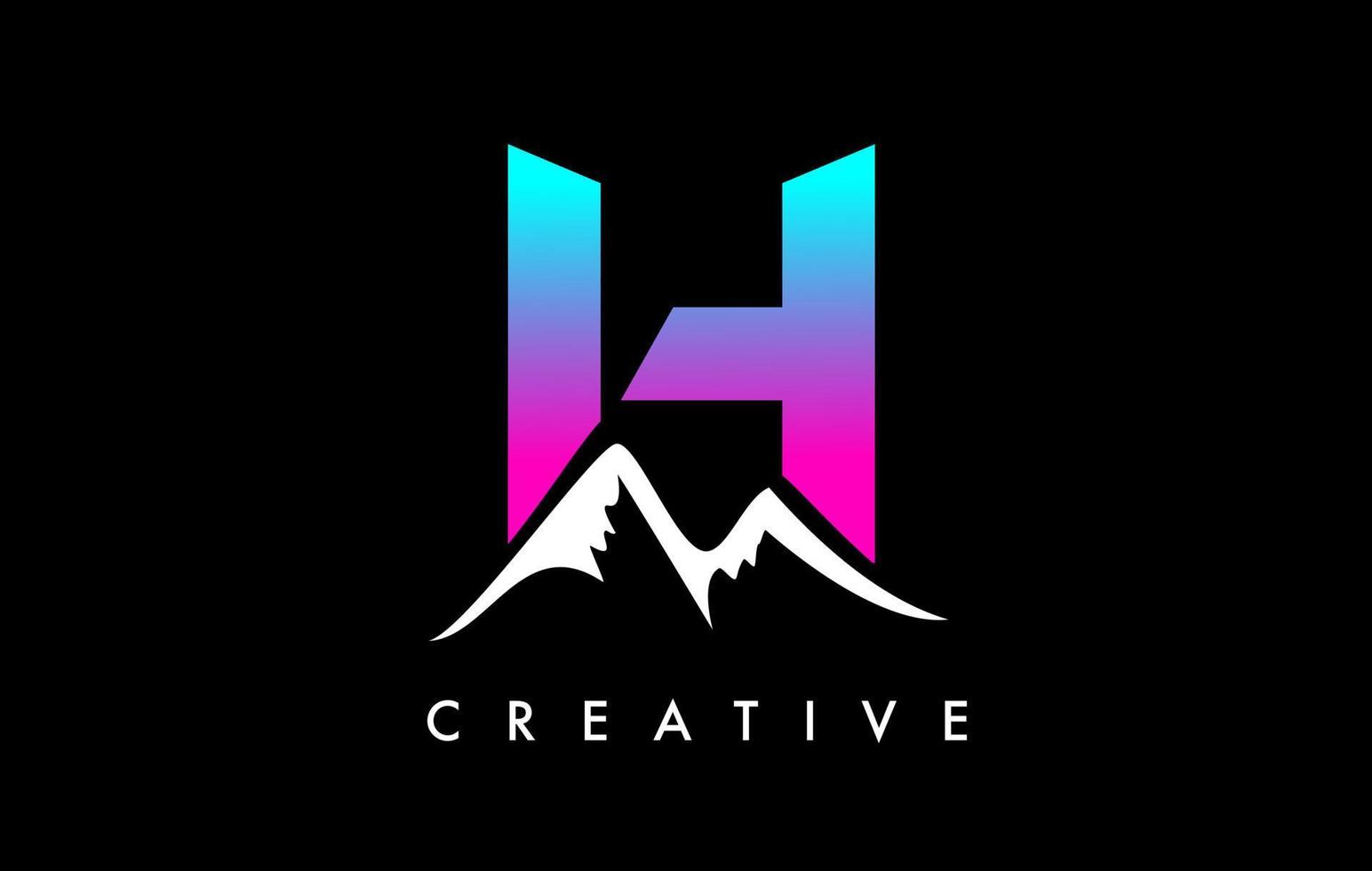 H Letter Mountain Logo. Letter H with Mountain Peaks Shape Vector Illustration