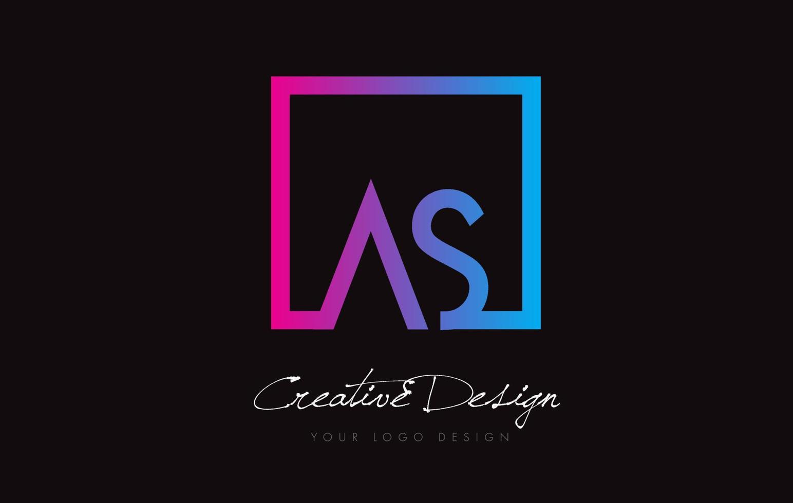 AS Square Frame Letter Logo Design with Purple Blue Colors. vector