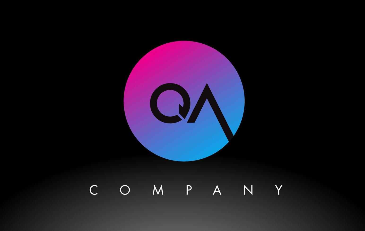 QA Letter Logo Design Icon with Purple Neon Blue Colors and Circular Design vector