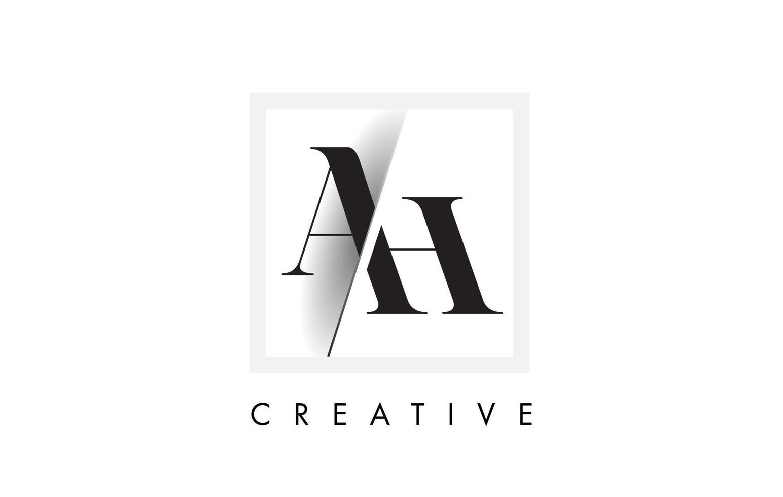 AH Serif Letter Logo Design with Creative Intersected Cut. vector