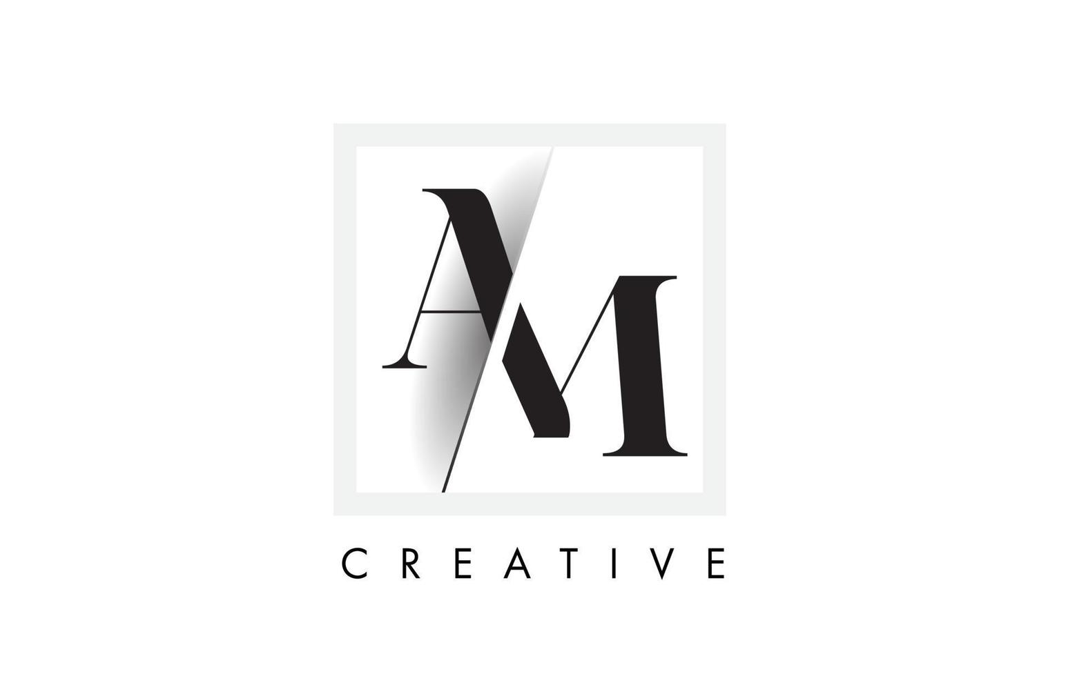 AM Serif Letter Logo Design with Creative Intersected Cut. vector