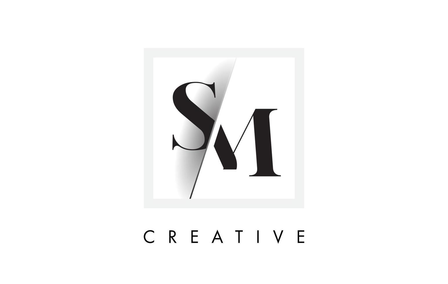 SM Serif Letter Logo Design with Creative Intersected Cut. vector