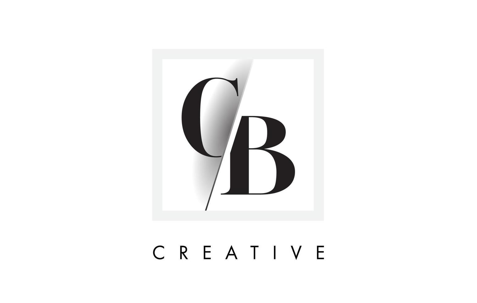 CB Serif Letter Logo Design with Creative Intersected Cut. vector